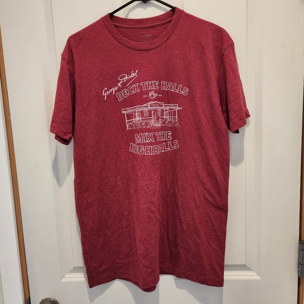 George Dickel Whiskey "Deck the Halls & Mix the Highballs" Red T-Shirt, Size M